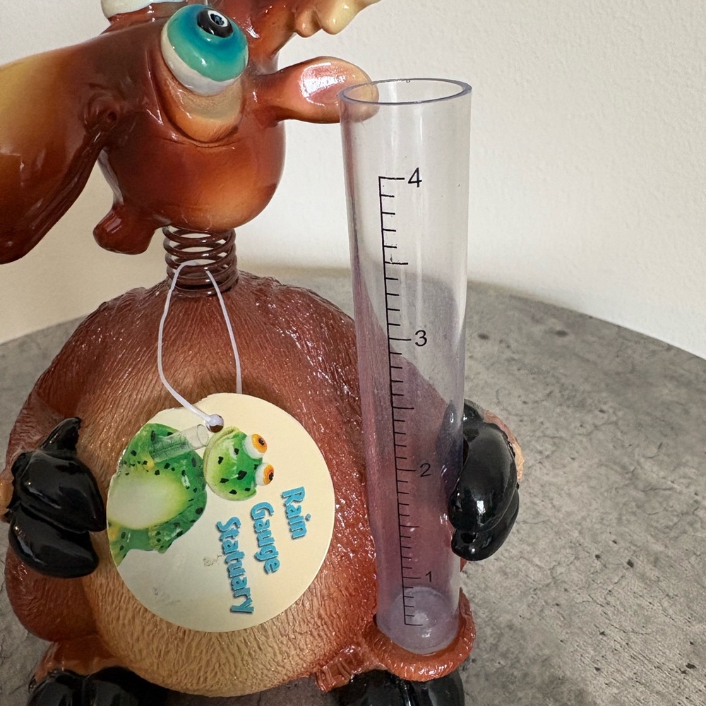 Vintage Tim Twinkler Mini Wobbler Moose Rain Gauge Whimsical Garden Lawn Deck - Picture 3 of 8